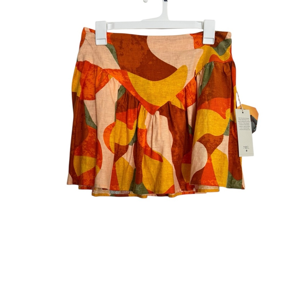 Fe Noel Orange and Green Abstract Ruffle Mini Skirt - Picture 4 of 10